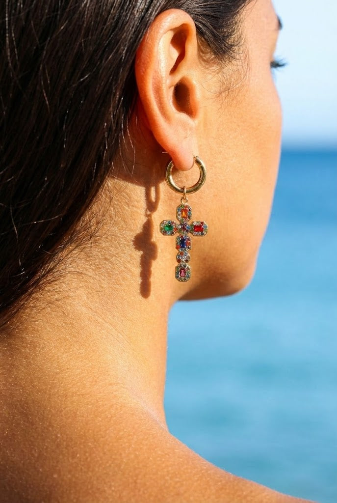 ✨ Boucles d’oreilles Croix Multicolores (boutique)